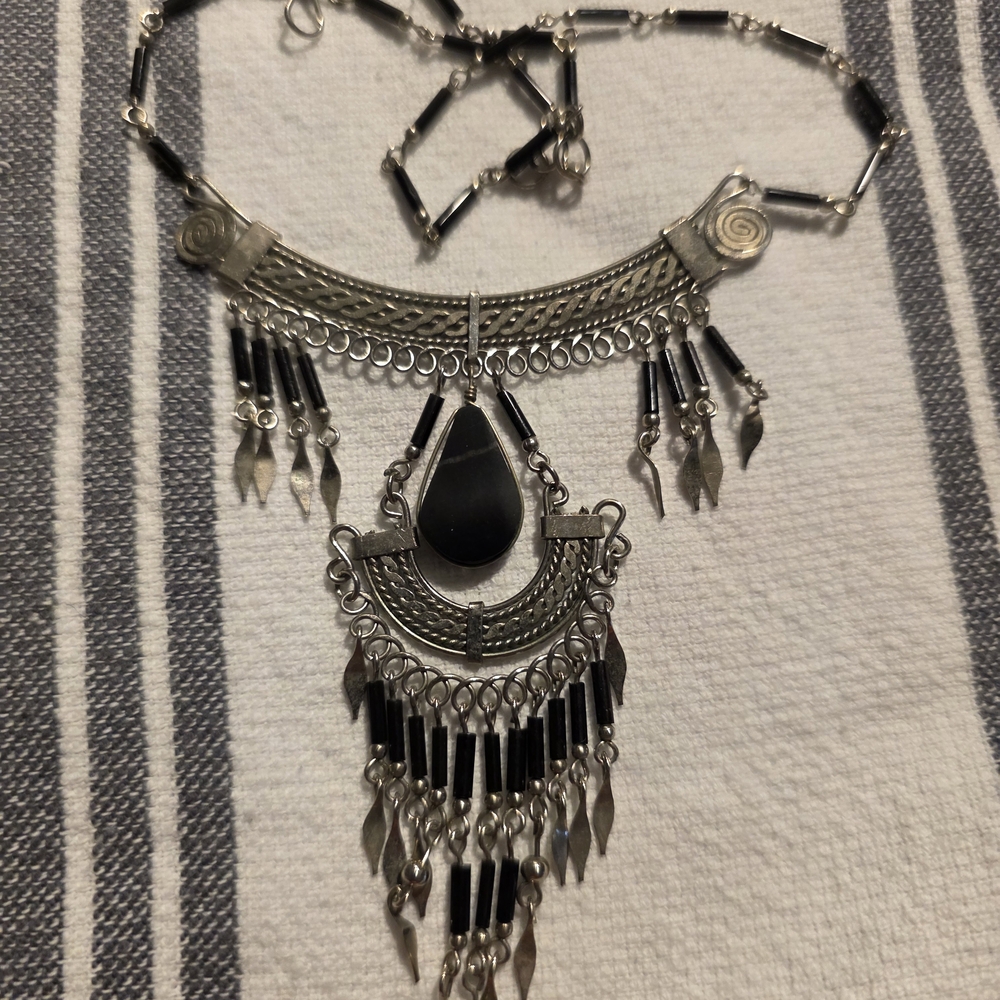 Elegant Silver and Black Necklace